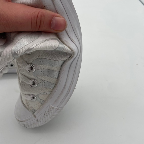Converse All Star High Top‎ Sneakers White Silver Script Lettering Shoes Size 7 - Picture 8 of 14